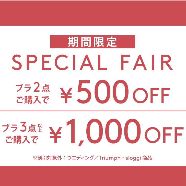 ブラ2点500円OFF  3点以上1,000円OFF