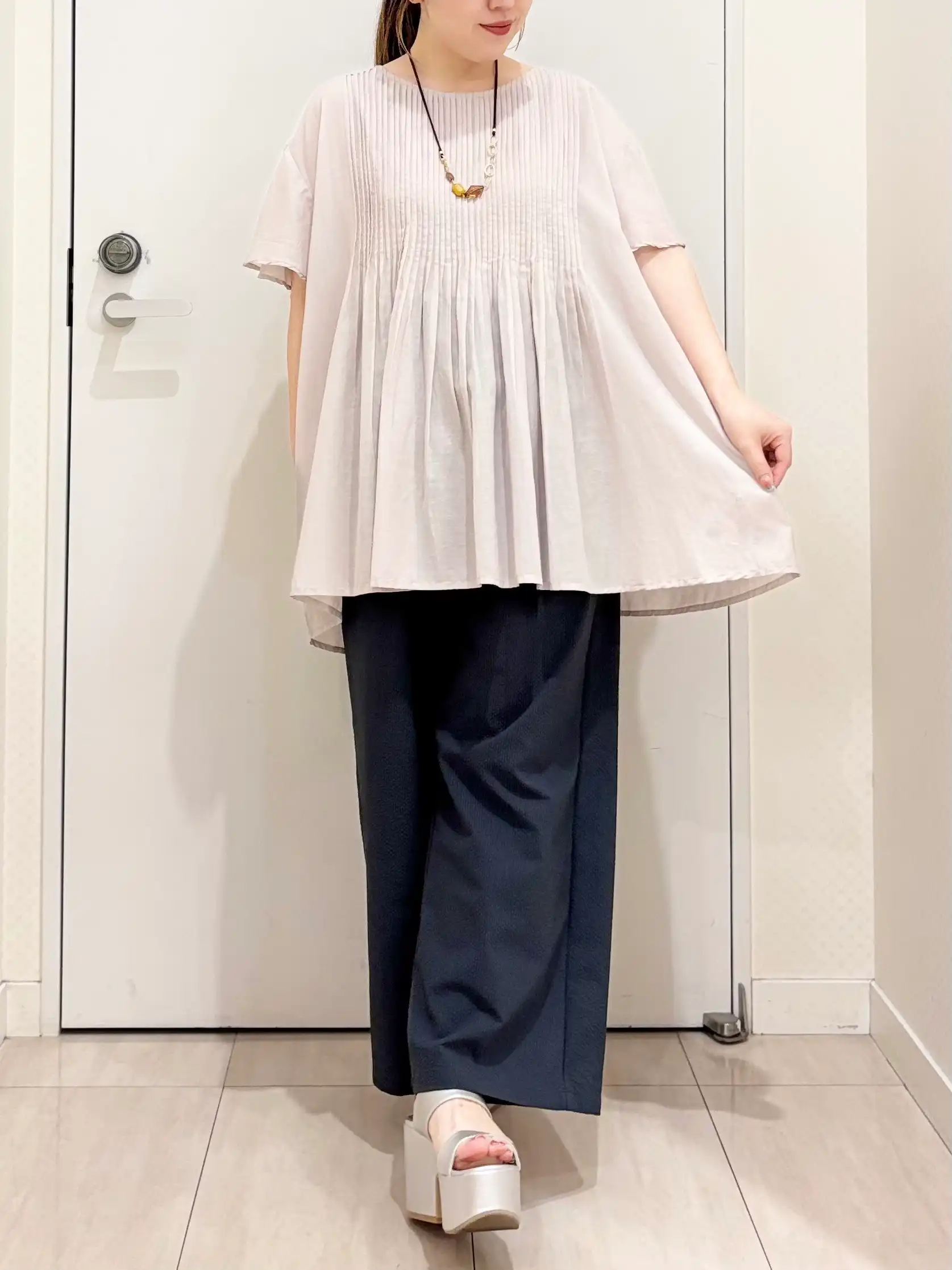 【大きいサイズ】インド綿ピンタックブラウス