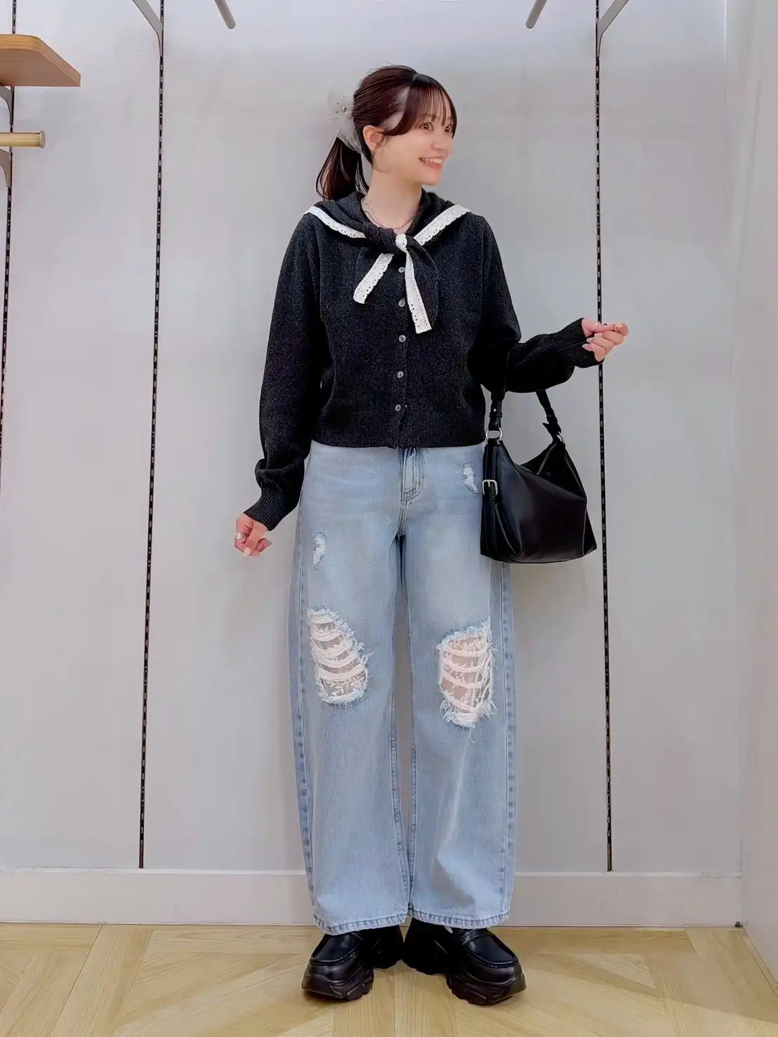 レーススカーフがセットになったニットカーディガン♡