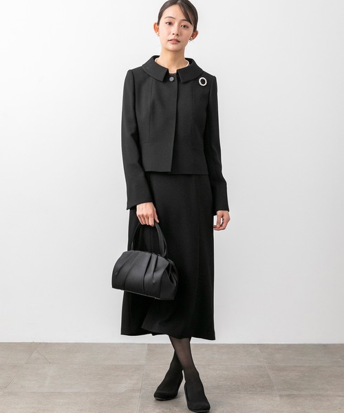 【前ファスナー】ステンカラージャケット&タイトロングワンピース