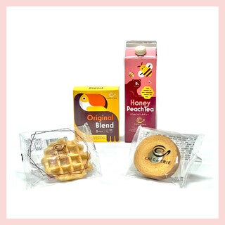 バウムクーヘン/ベルギーワッフルプレーン/はちみつピーチティー/オリジナルブレンド(粉)