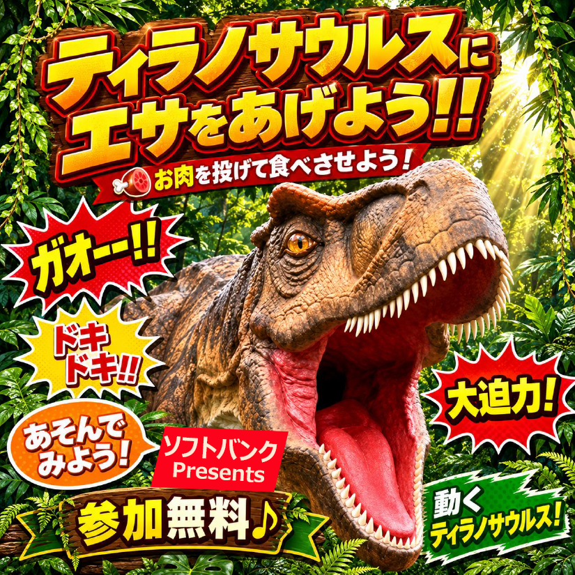 【ソフトバンクPresents】ティラノサウルスにエサをあげよう！！