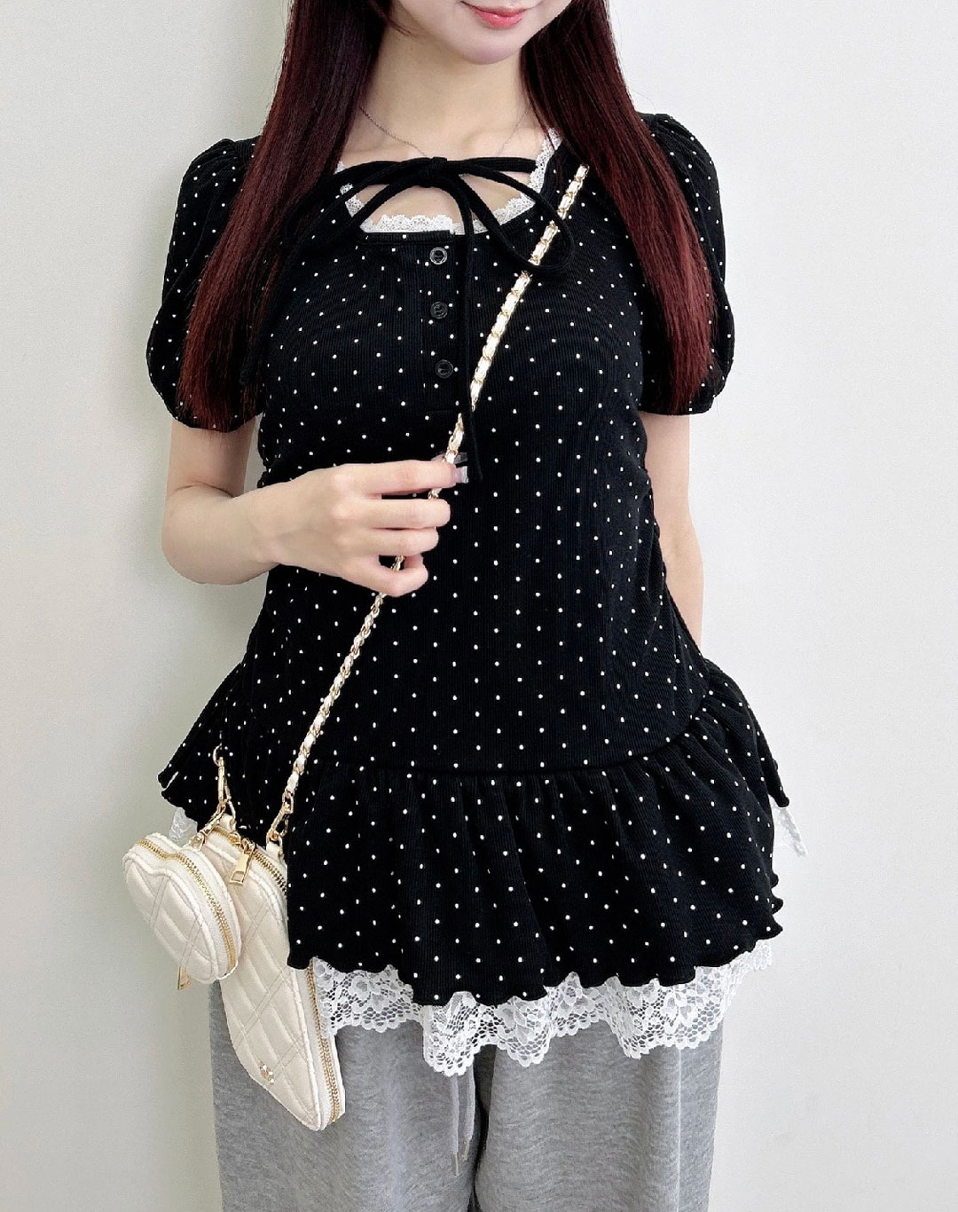 レース×リボンが可愛いペプラムトップス♡♡