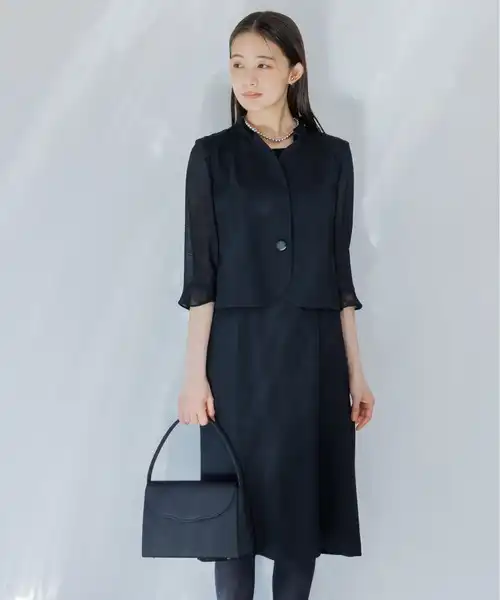 【夏素材】【日本の伝統織物「絽」を使用した価値あるブラックワンピース】