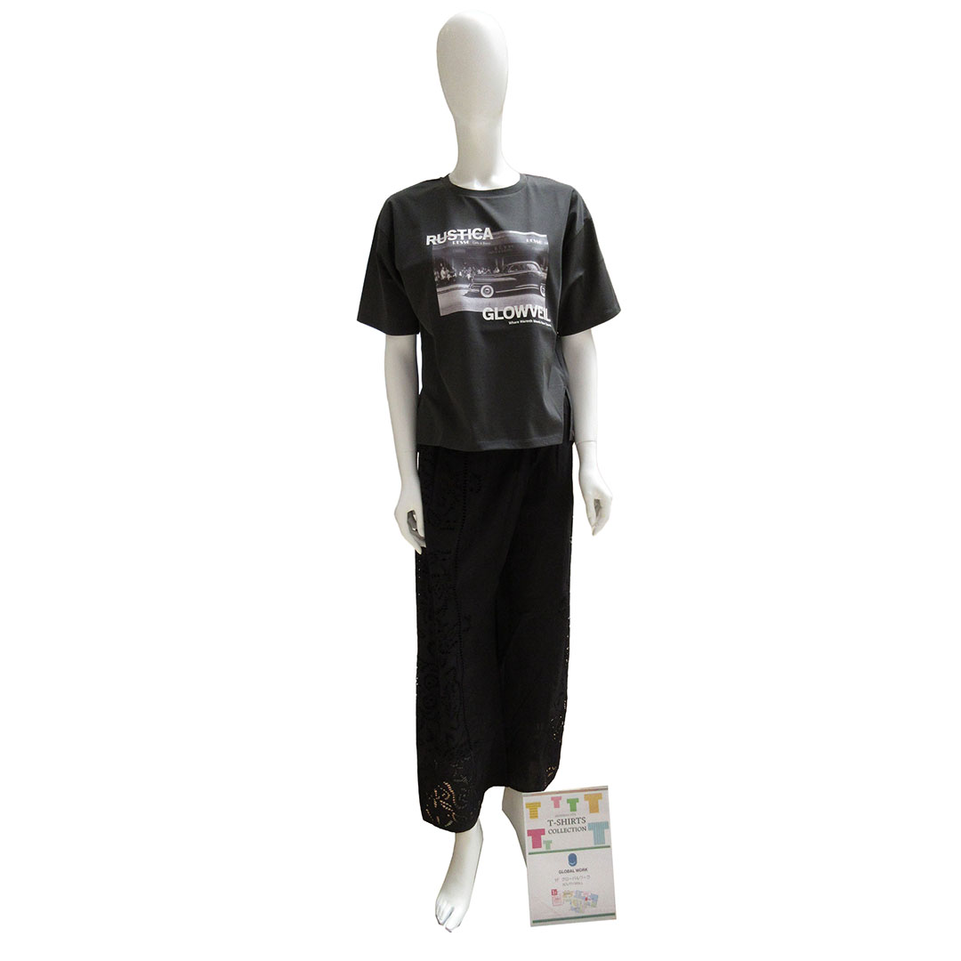 リッチクリーンプリントT／インド綿レースパンツ