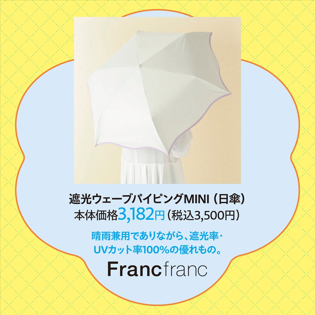 遮光ウェーブパイピングMINI(日傘) 本体価格3,182円(税込3,500円)