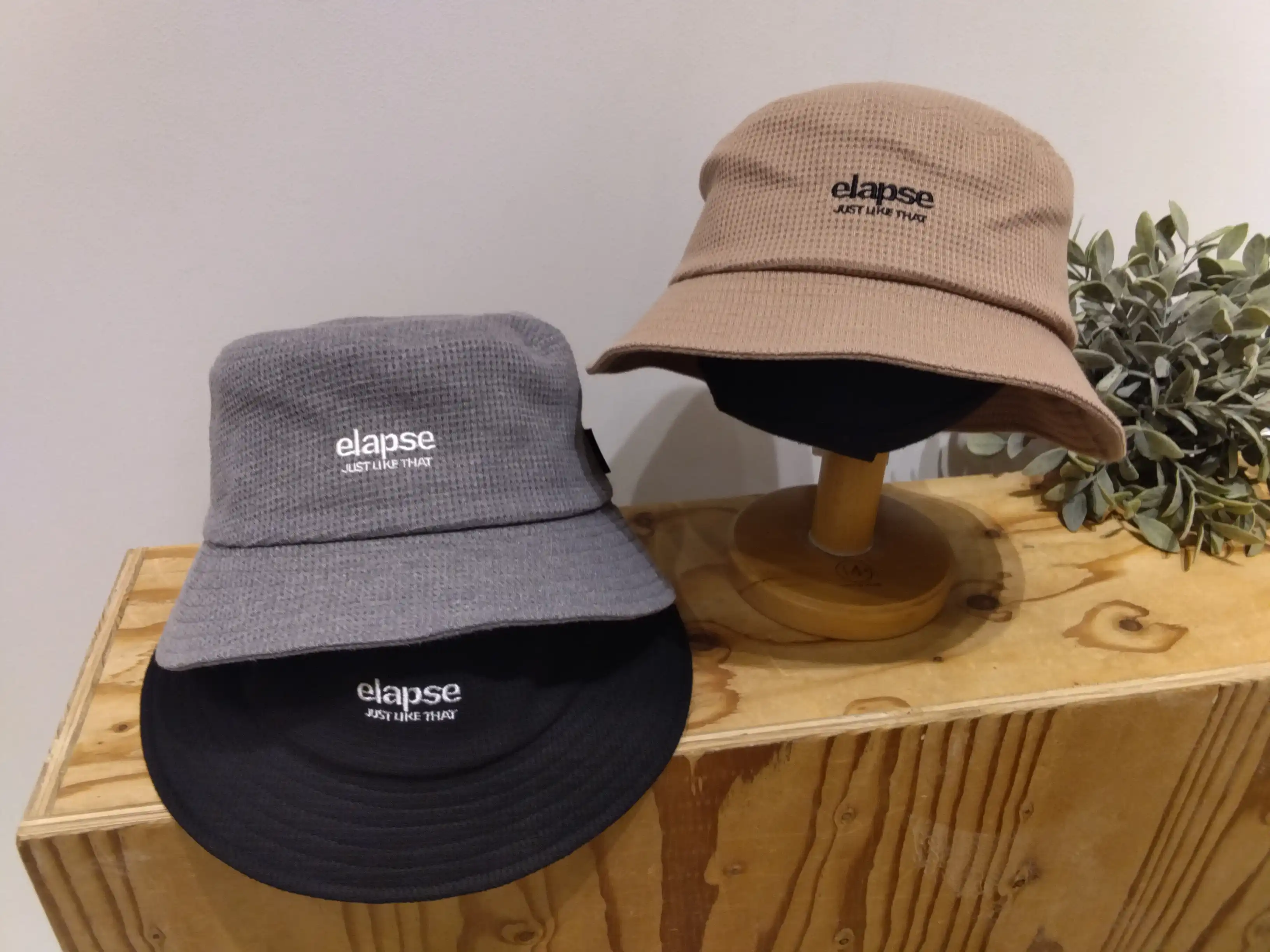 elapse刺繍ワッフルバケットハット