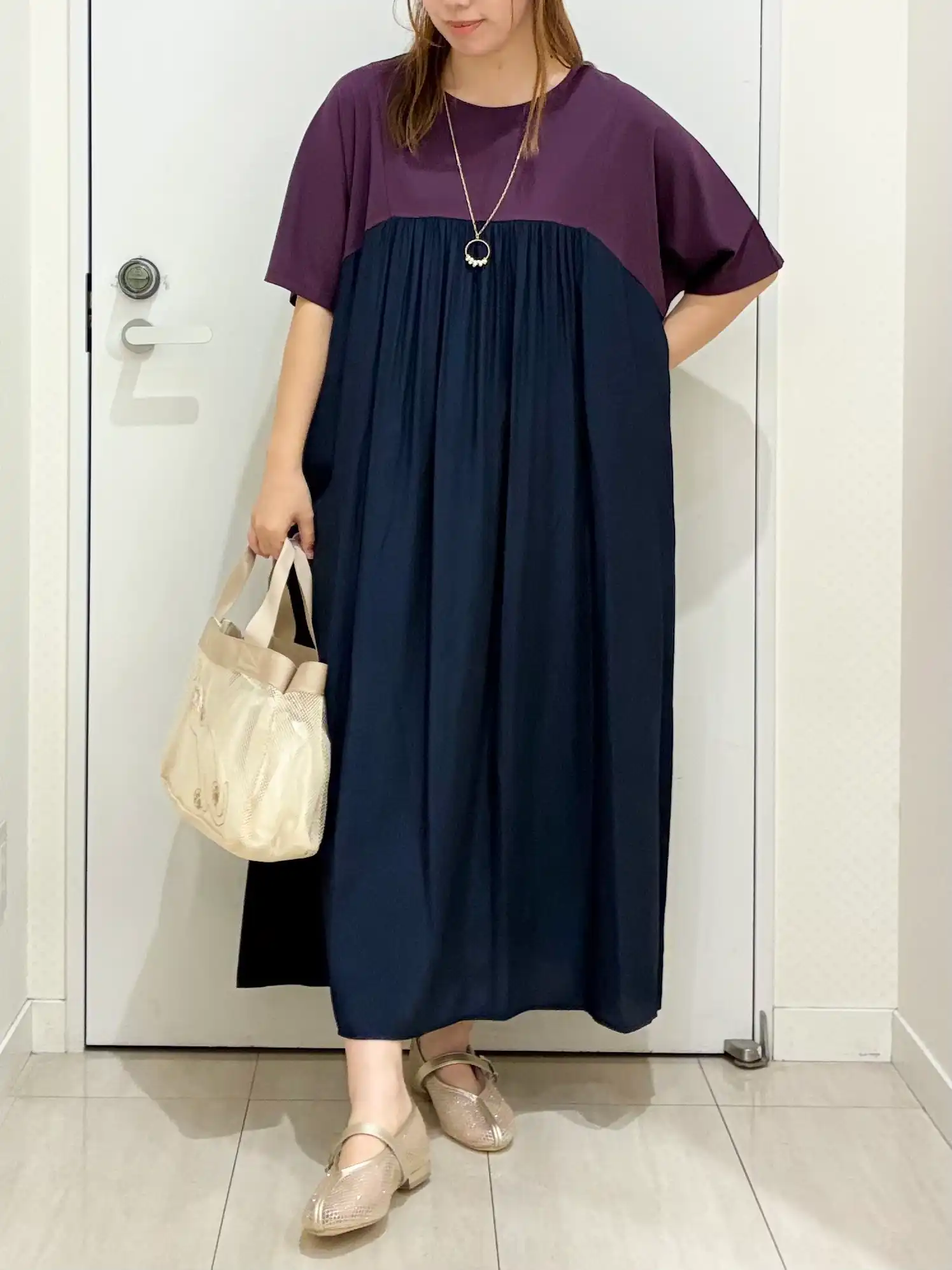 【大きいサイズ】ジャージーコンビドレス