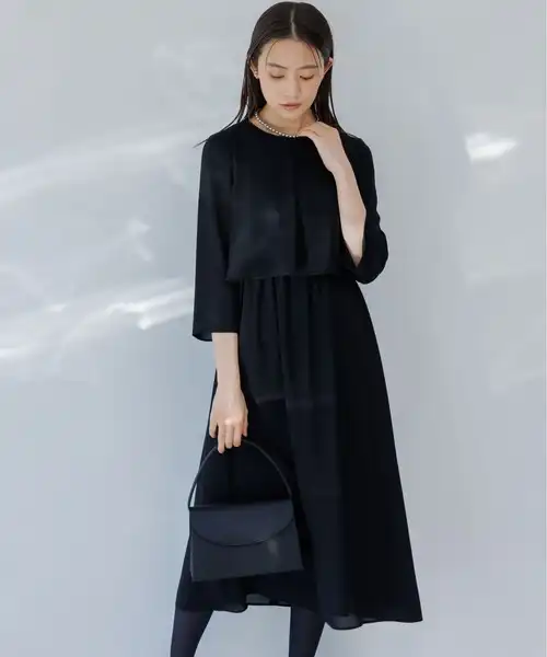 喪服・礼服【洗える】レディースブラックフォーマル フレアワンピース