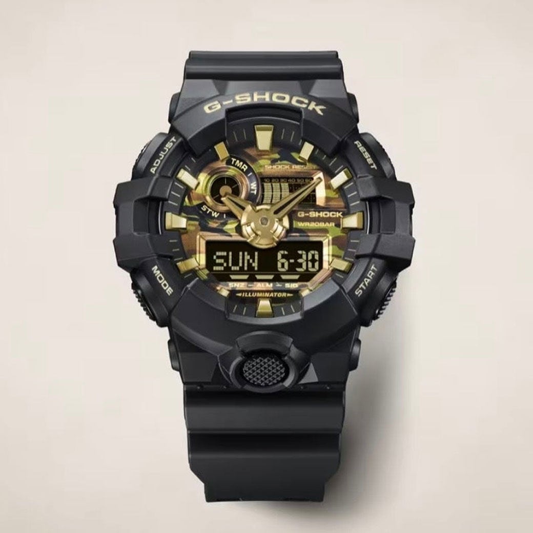 黒金orカモフラ限定色 GSHOCK ニュース｜G-SHOCK カモフラージュデザインとゴールドカラーが特徴的な