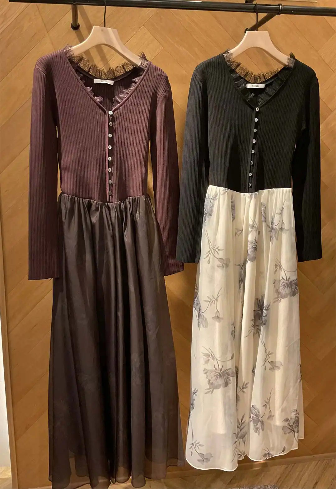 【SNIDEL】レースリムニットドッキングワンピース