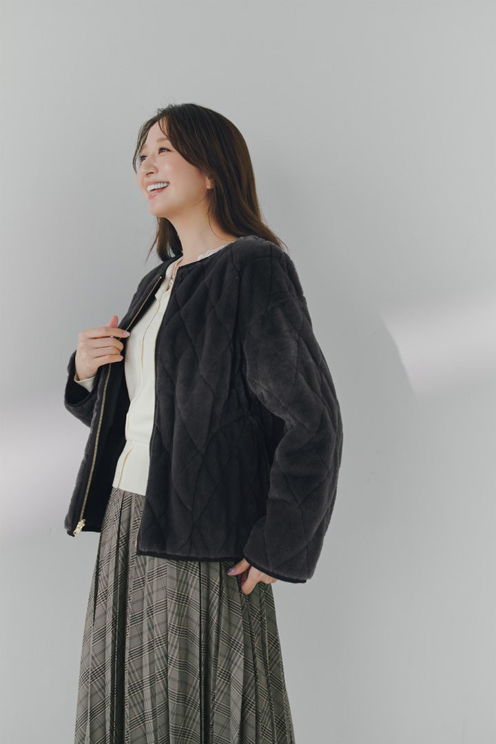 リバーシブルキルティングファーブルゾン