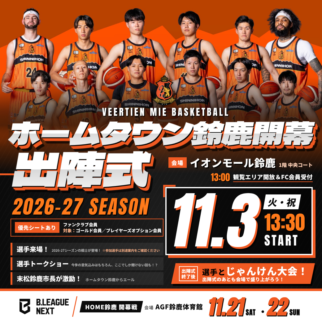 ヴィアティン三重BB ホームタウン鈴鹿 開幕戦出陣式