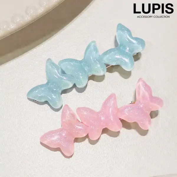 3連バタフライヘアクリップ