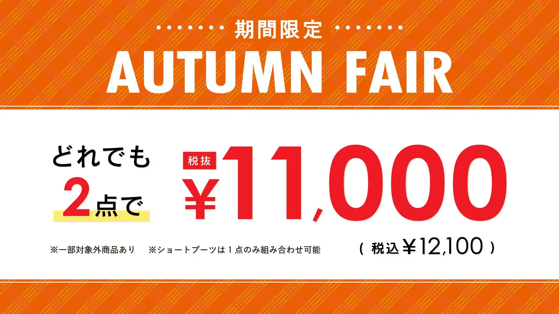 AUTUMN FAIR どれでも2点 1,1000円(税抜)