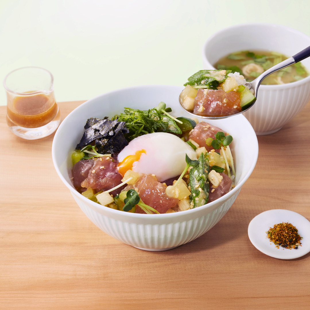 期間限定！天然もち鮪のユッケどんぶり ～生姜だれ添え～