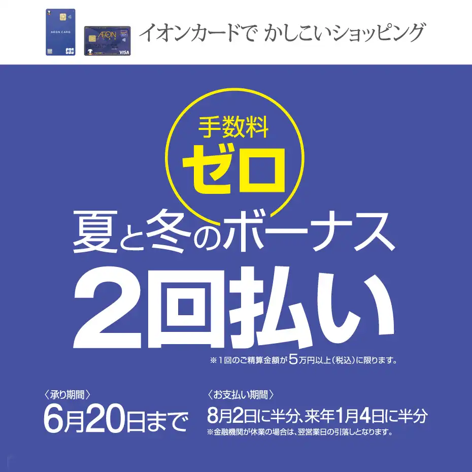 イオンカード 夏と冬のボーナス2回払い手数料ゼロ