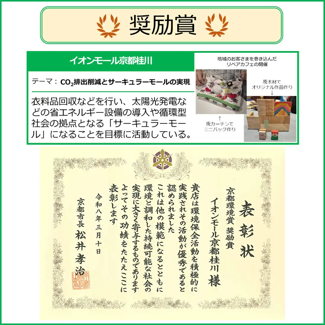 令和7年度(第23回) 京都環境賞「奨励賞」を受賞いたしました！