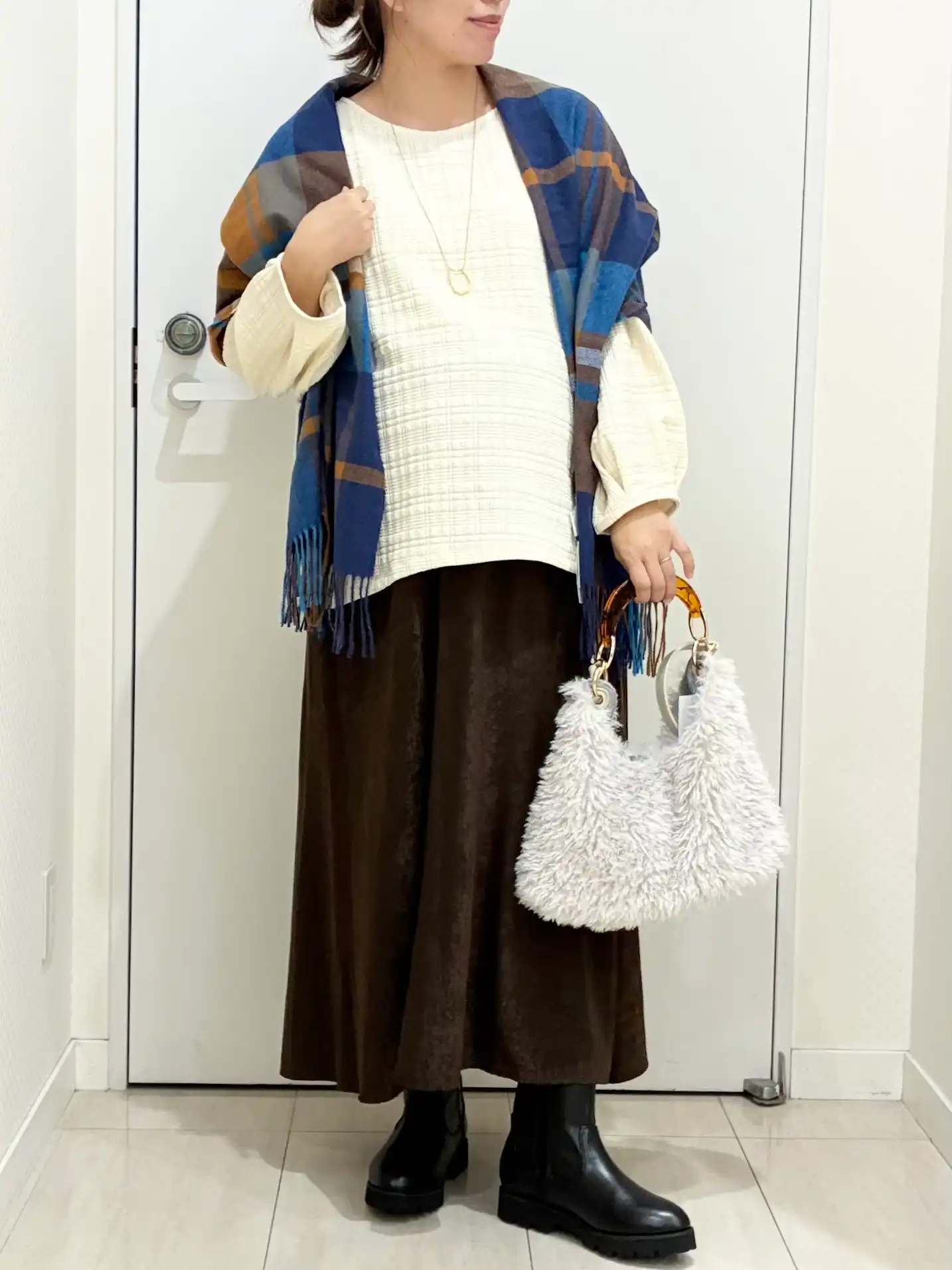 【大きいサイズ】千鳥ジャカードカットソー