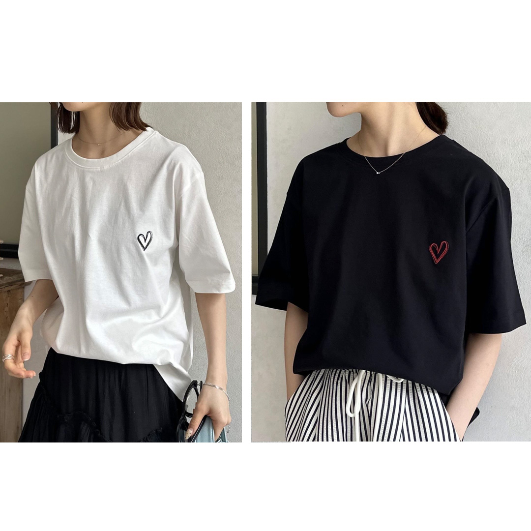 ハート刺繍Tシャツ