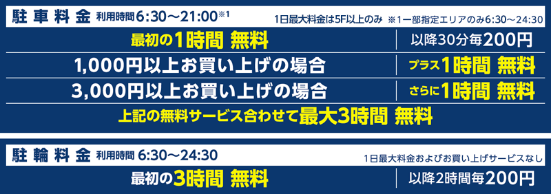 駐車料金・駐輪場サービス