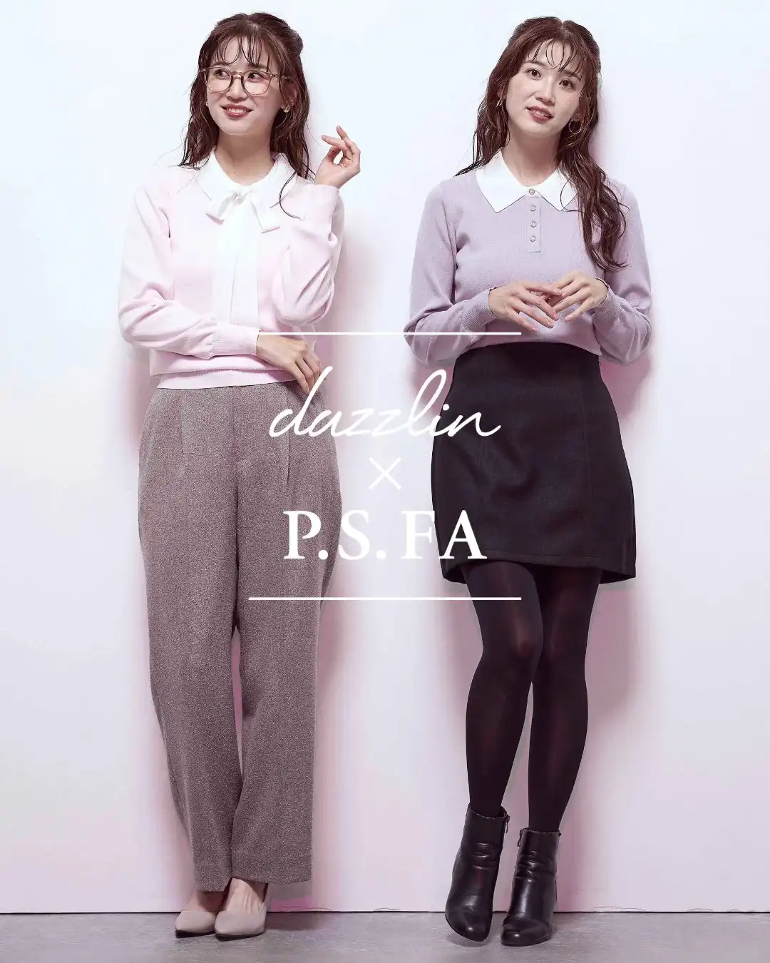 ☆dazzlin × P.S.FA配色リボン付きニットポロ☆