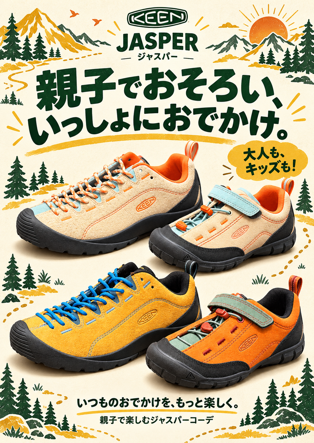 親子でお揃いのKEENを履こう!!