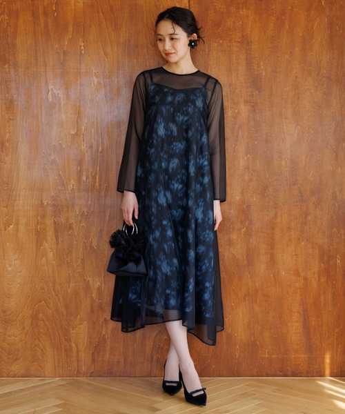 【kaene】オーガンジー×花柄プリントキャミドレス