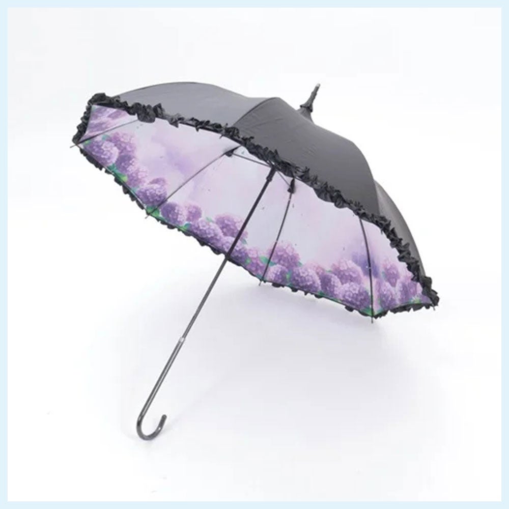 紫陽花柄晴雨兼用パゴダ傘