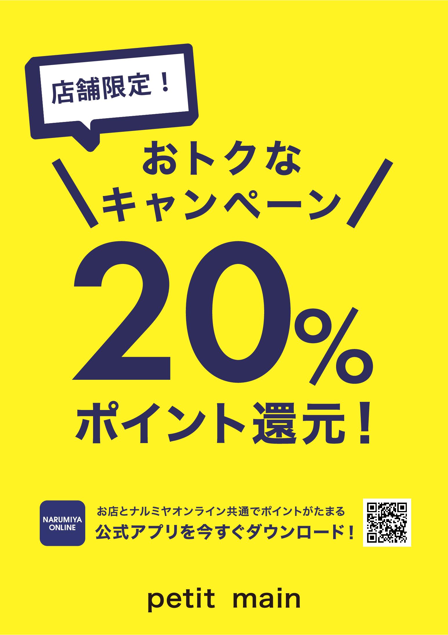 今だけ！２０％ポイント還元！！