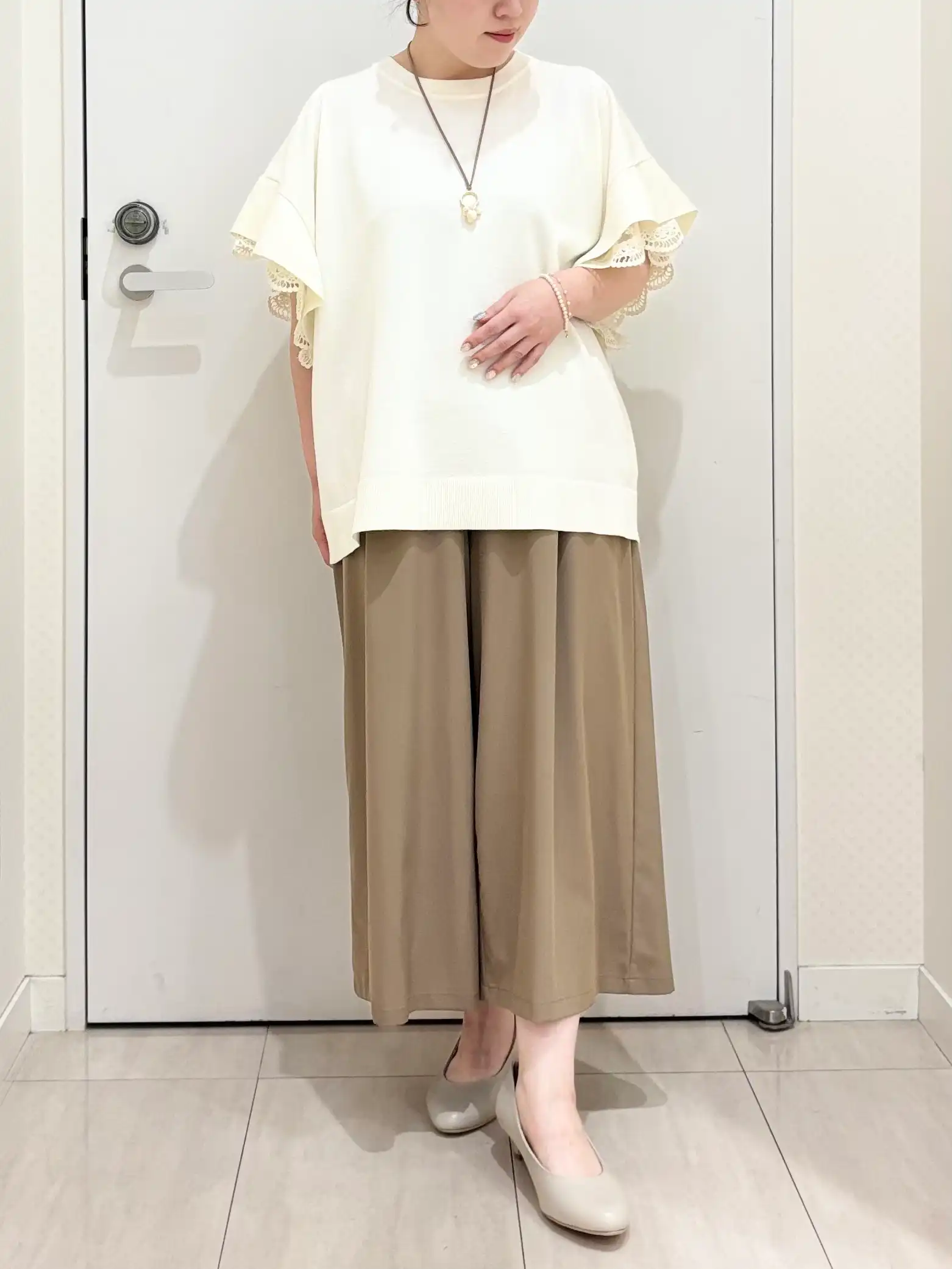 【大きいサイズ/a.v.v×eur3】袖レースサマーニット