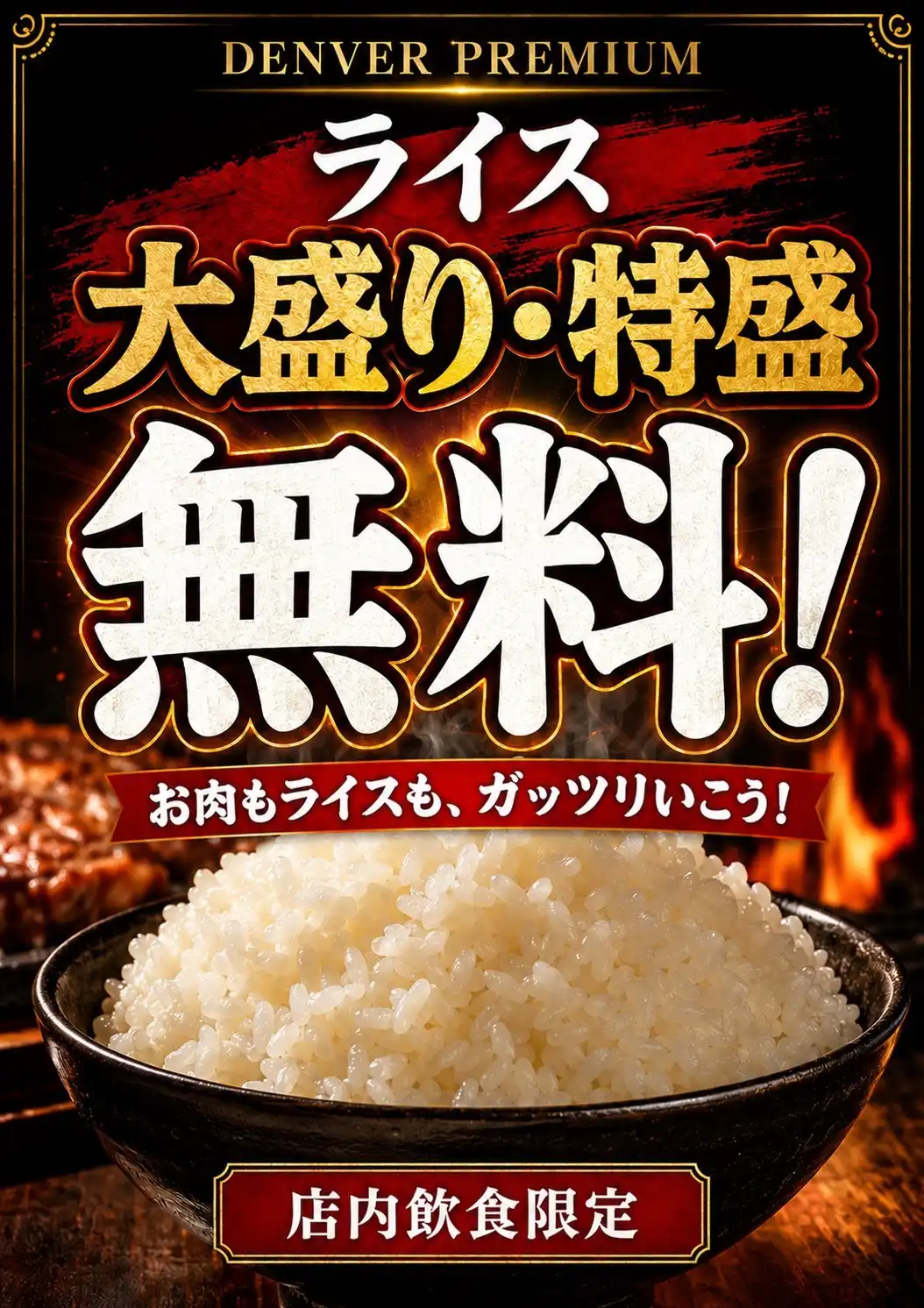 ライス大盛・特盛無料！！