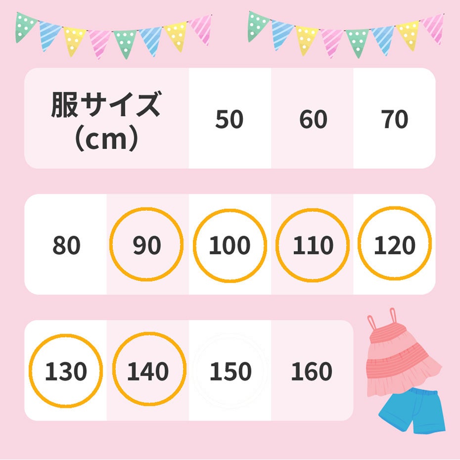 取り扱いサイズ表