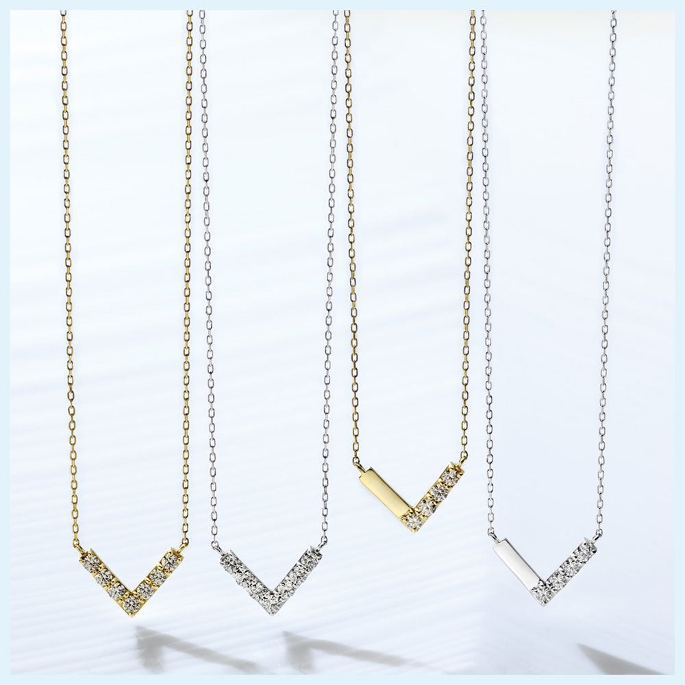 K10YG ダイヤモンドネックレス〈Total D-0.10ct 42cm スライド付〉本体価格50,000円（税込55,000円）