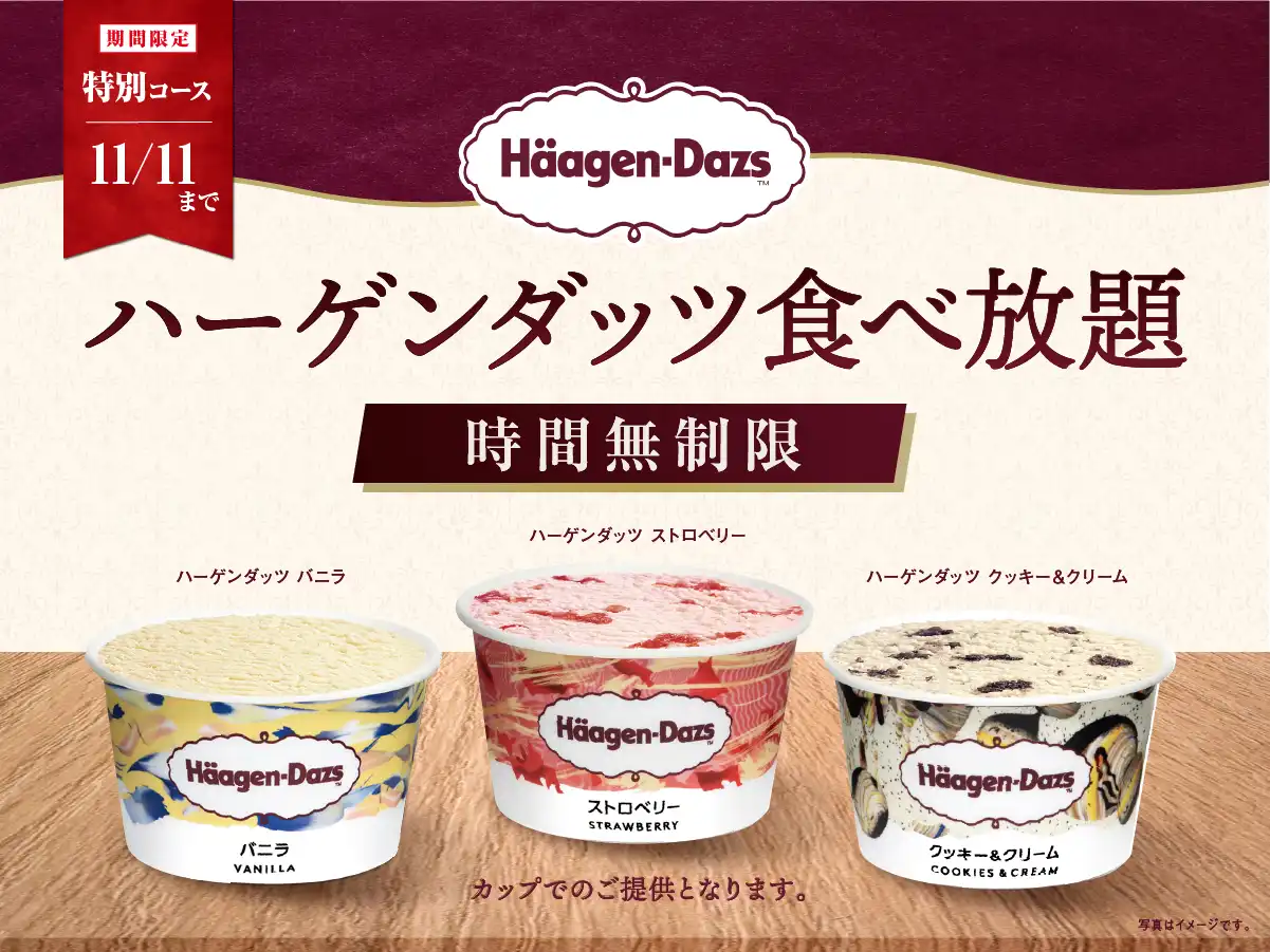 ＼ハーゲンダッツ アイスクリーム３種が食べ放題の特別コース！／