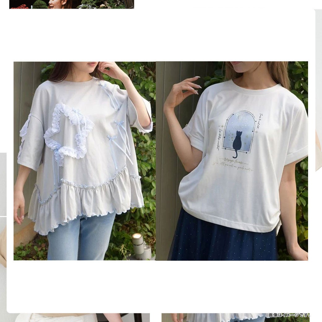星×コットンレースシャツ/接触冷感エトワールＴシャツ
