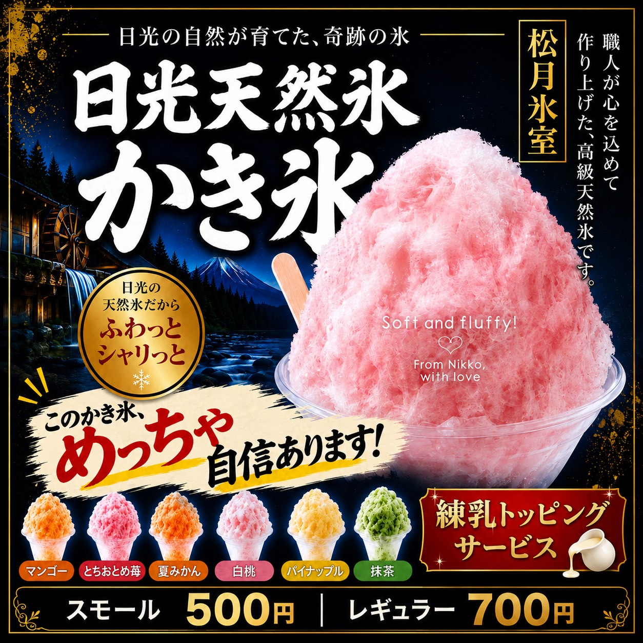 北陸初上陸！栃木県日光「松月氷室」の天然氷を使った“ふわふわかき氷”がイオンモール高岡に初登場！