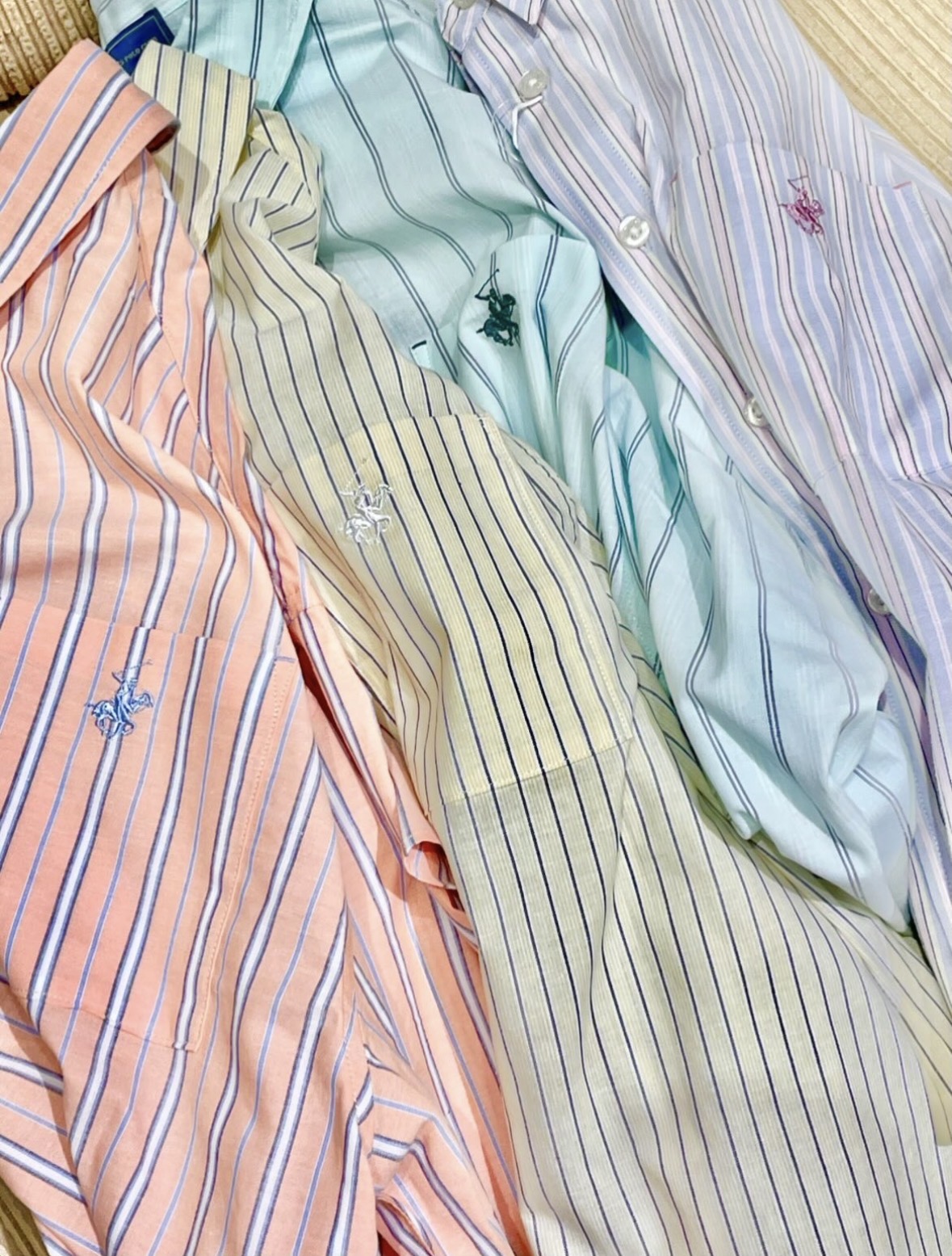 women's item 別注ストライプシャツ