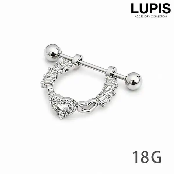 【18G】オープンハートストレートバーベルボディピアス