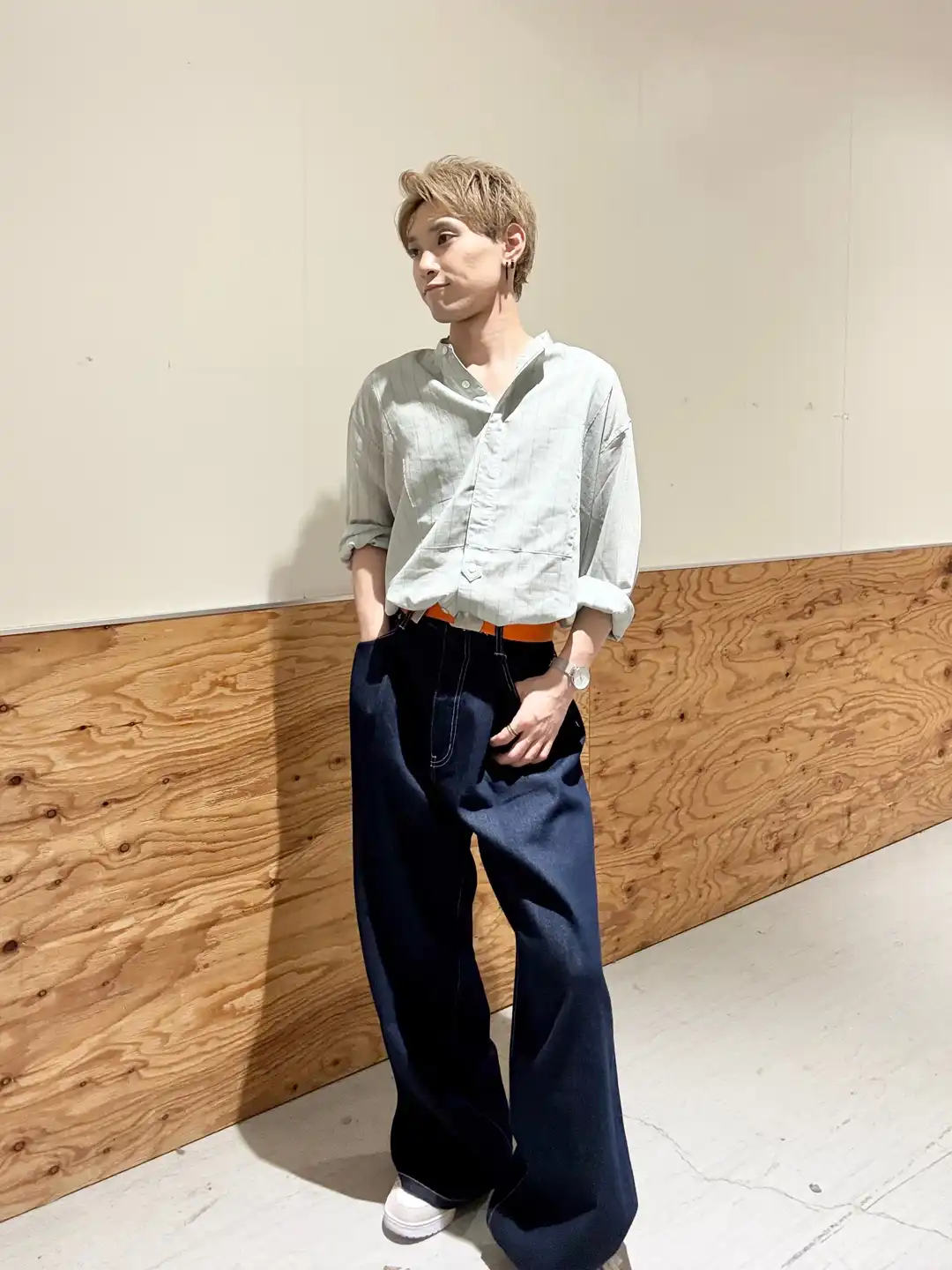 【LFMU/ユニセックス】ライトデニムタックワイドパンツ☆
