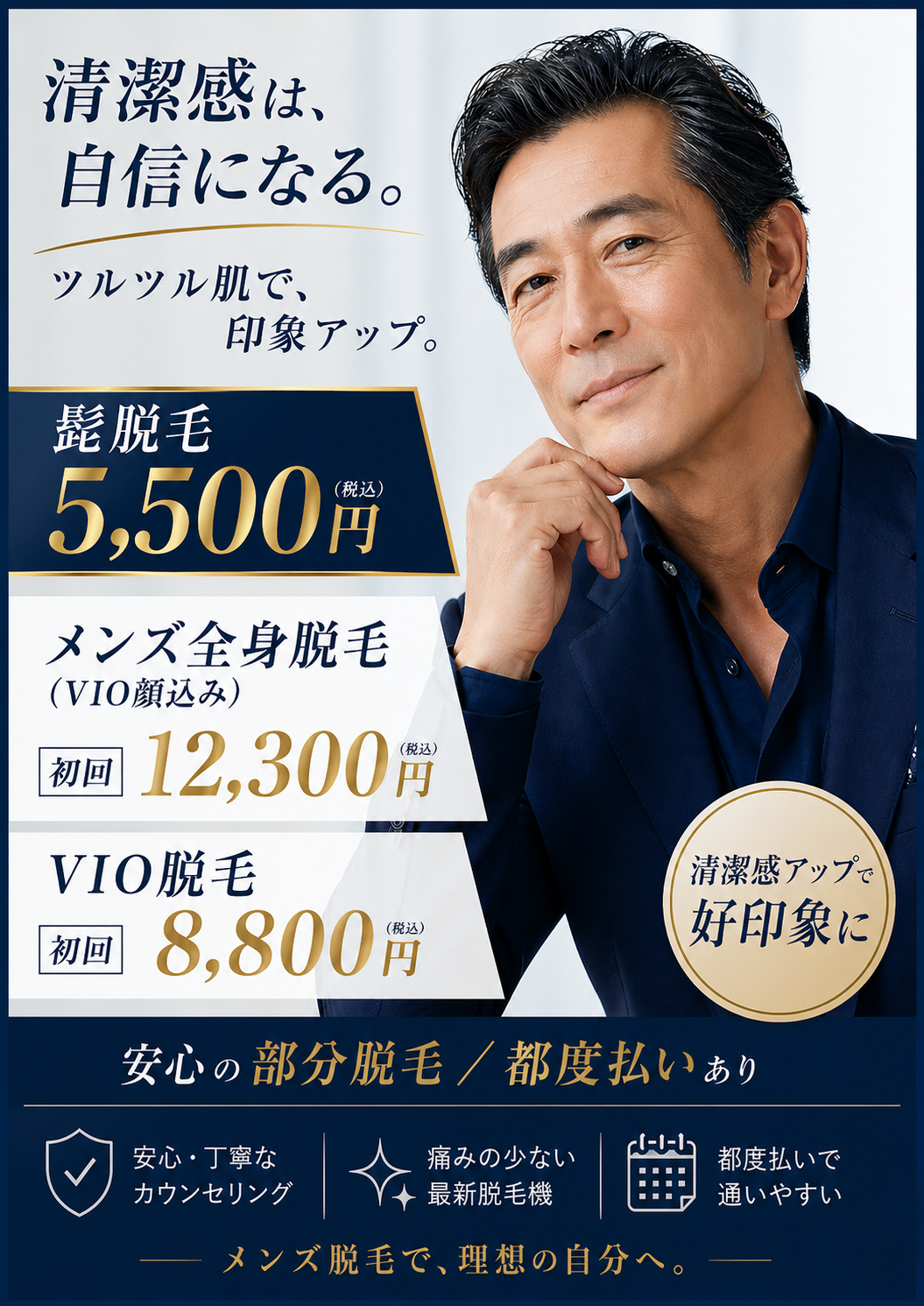 メンズ脱毛で清潔感アップ！