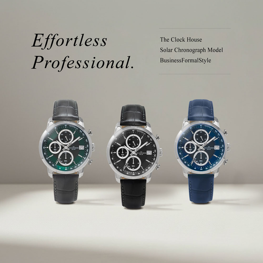 CLOCK HOUSEよりクラシカルな造形とエフォートレスな使用感を両立した新定番ソーラークロノグラフ登場