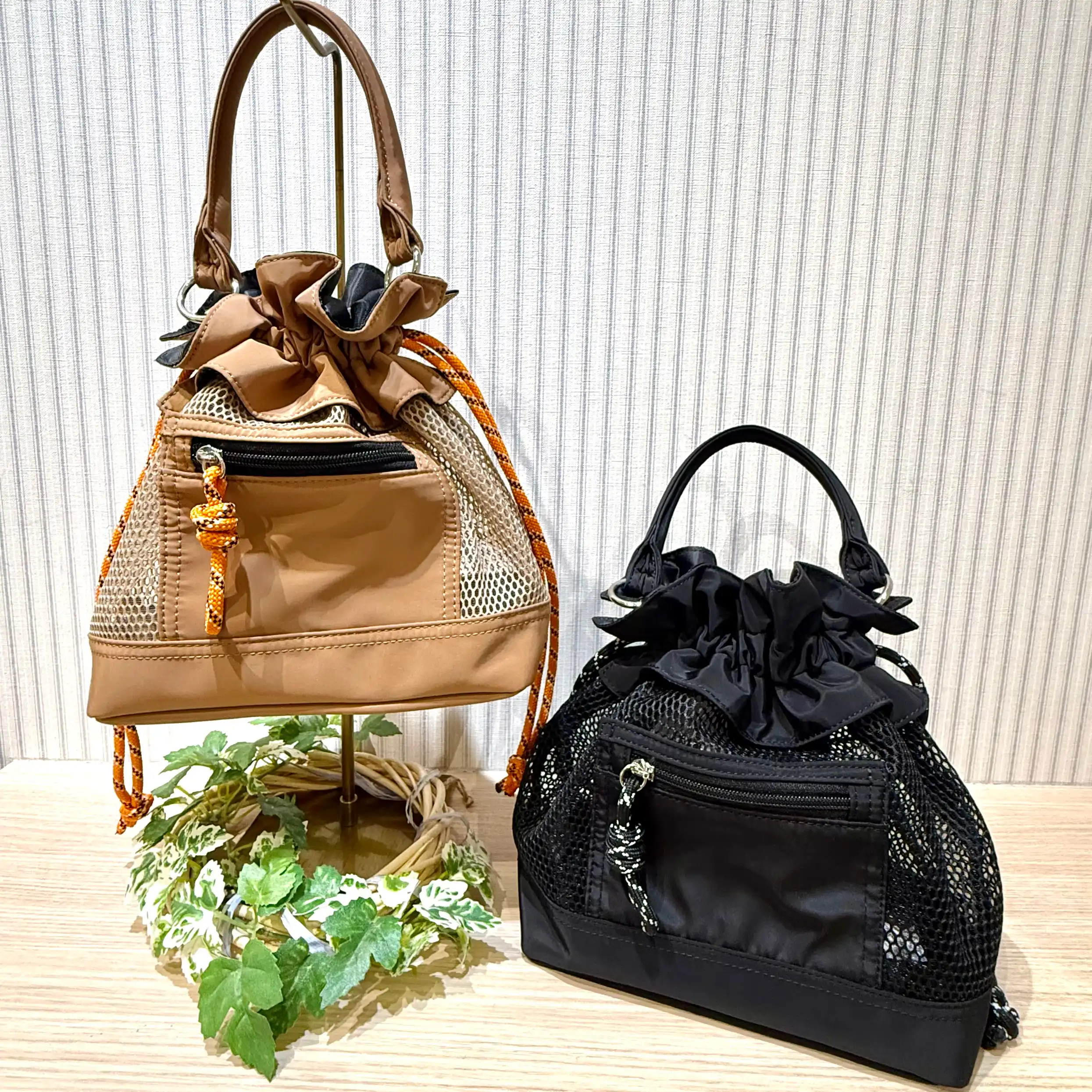 メッシュフリル2way巾着バッグ☆