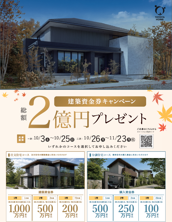 総額2億円のチャンス！建築資金券キャンペーン