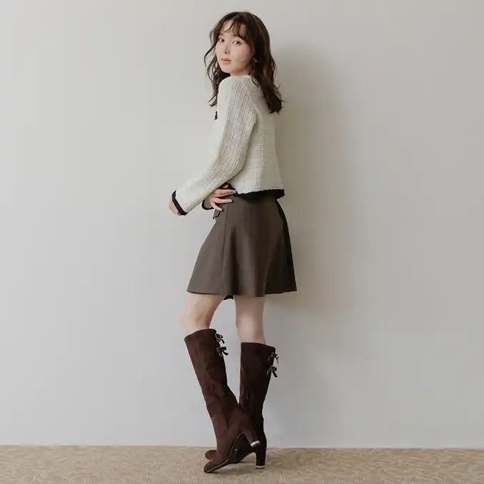 【Classical Ribbon Collection】2WAY バックリボンデザインロングブーツ（品番：PA38313）