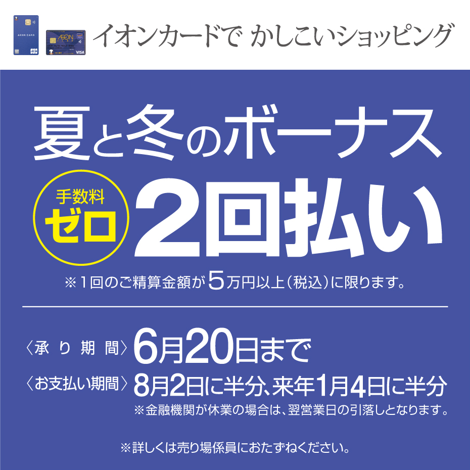 夏と冬のボーナス2回払い 手数料ゼロ