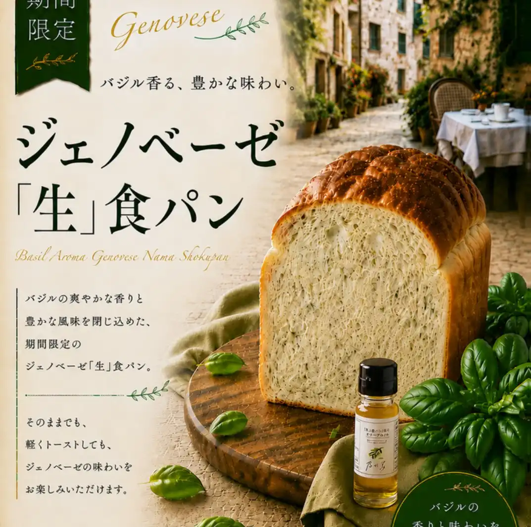 期間限定のジェノベーゼ「生」食パン