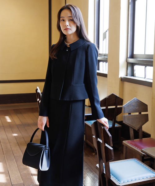 【人気商品】ステンカラージャケット＆タイトロングワンピース