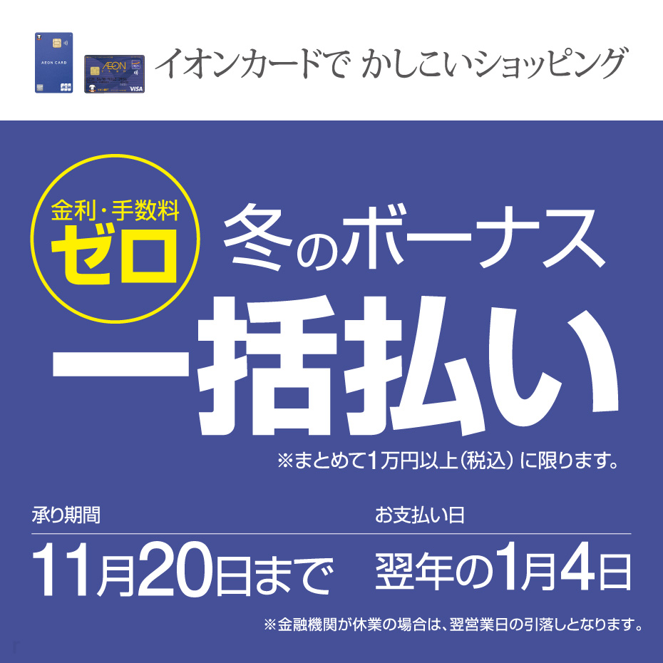 イオンカード　夏と冬のボーナス2回払い手数料ゼロ