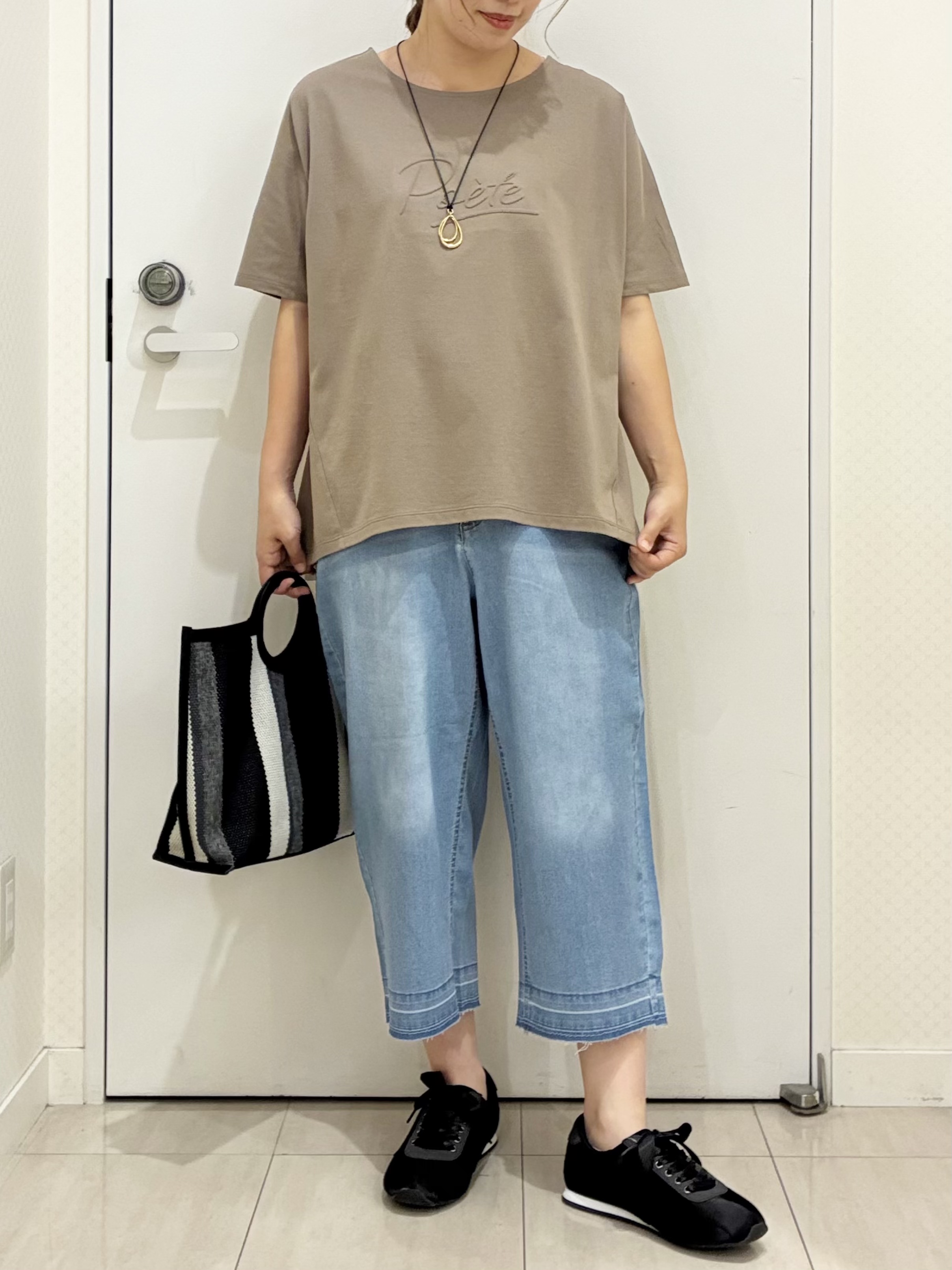 【大きいサイズ/UVカット/接触冷感】コットンエンボスロゴＴシャツ